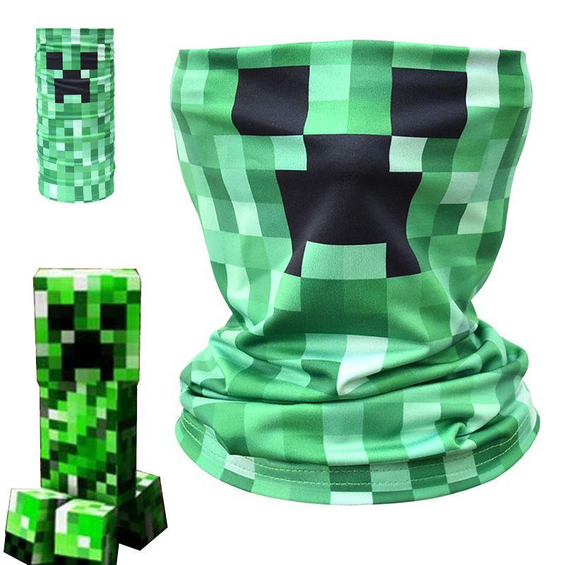 Elegante Mascherina Facciale e Scaldacollo a Sciarpa con Faccia di Creeper di Minecraft per Massimo Comfort e Protezione
