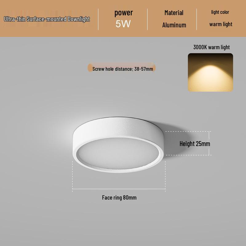 Ultradünne LED Aufbau Deckenleuchte Rund für Gänge, Flure, Eingangsbereiche - Stanzfreie Installation