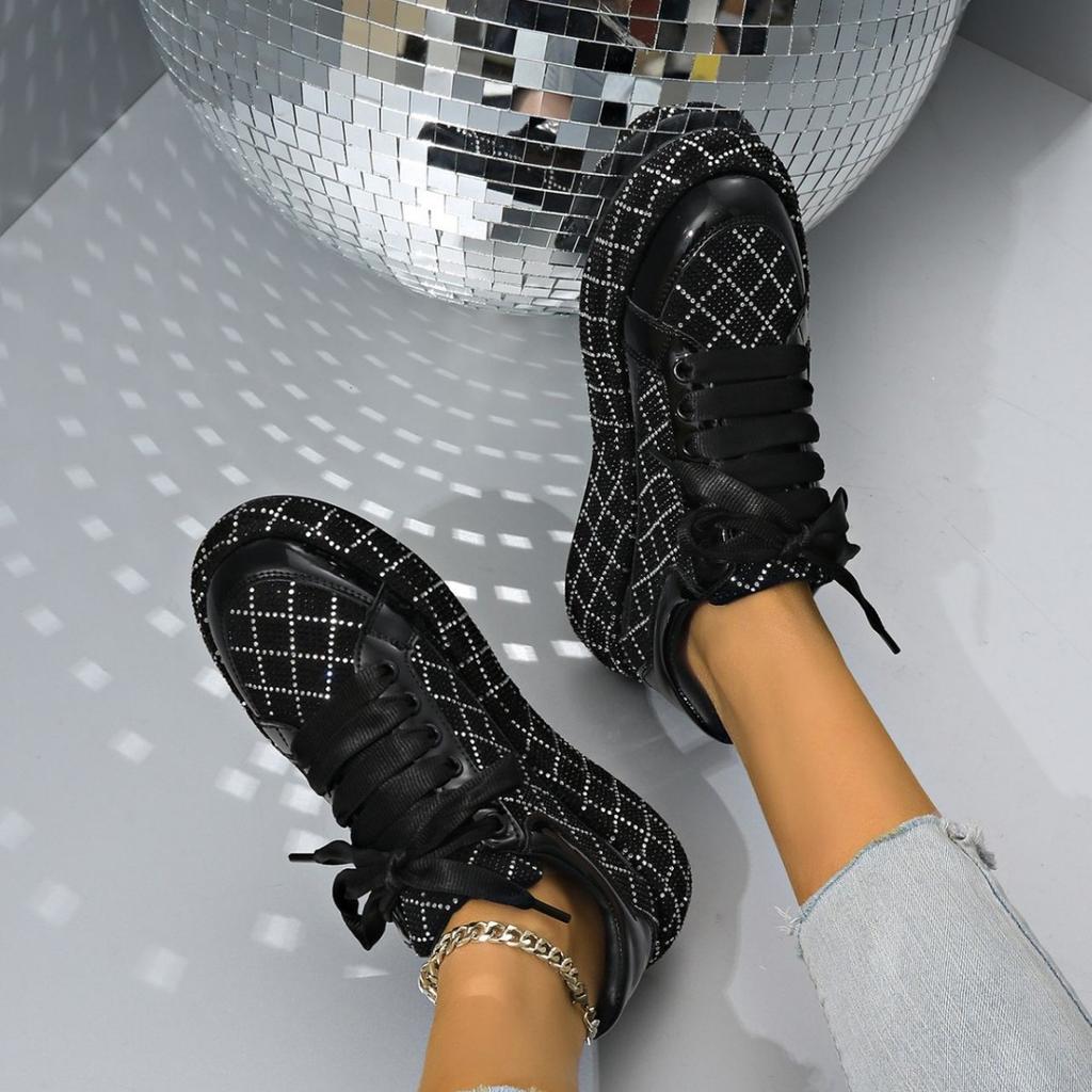 Full Diamond Ladies Spring, Summer and Autumn Four Seasons Breathable Thick Sole Comfortable Women's Casual Sports Sneakers