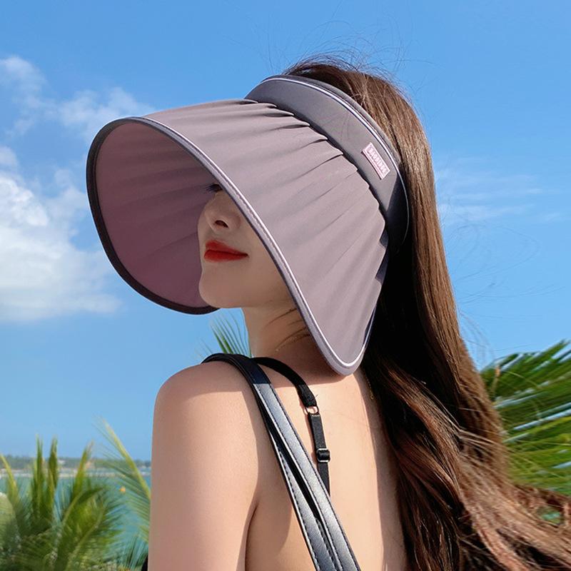 Shell hat wrap around large brim sun hat women's summer UV protection sun protection hat empty top hat children 8494