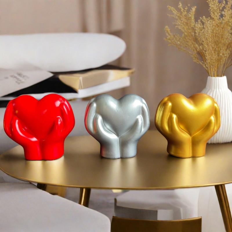 Heart Hand Gesture Statues Sculptures Luxury Resin Desktop Ornament Love Finger Modern Hand Gesture Sculpture Home Shelf Desktop
