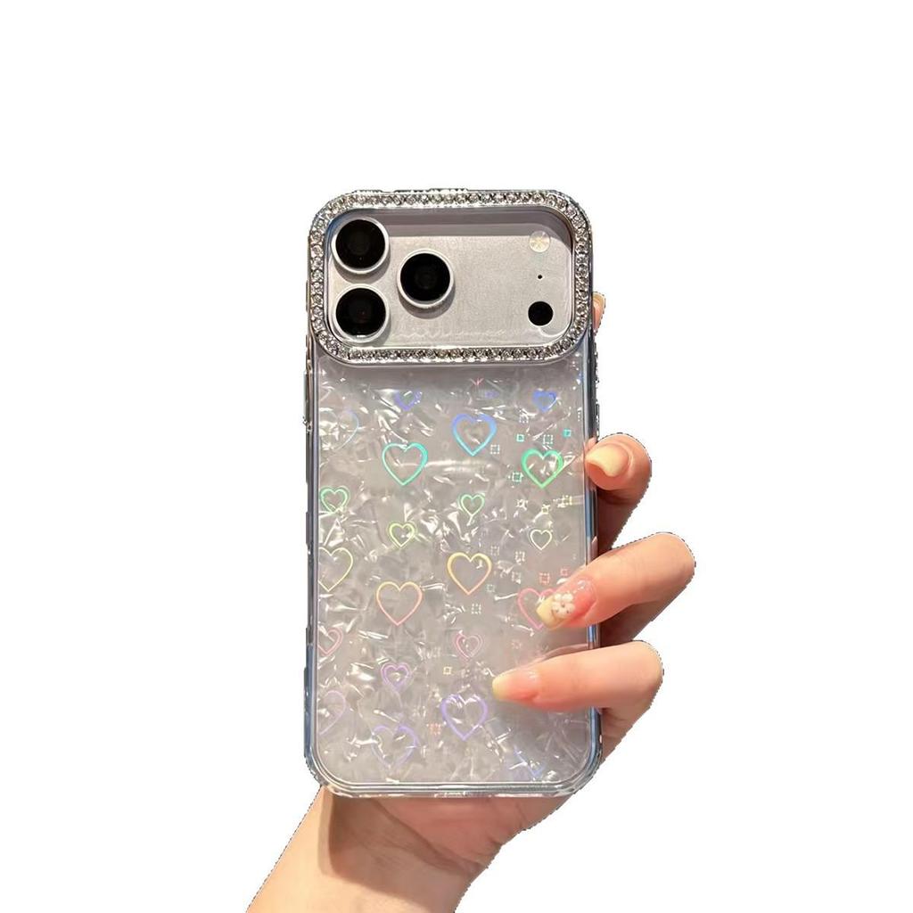 3D Rhinestone Heart Shell Case for iPhone 17 Pro Max/16/15/14/13