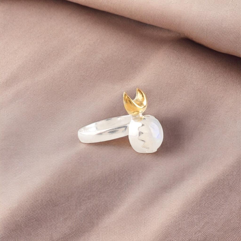 Natural Rainbow Moonstone Gemstone 925 Fine Silver Jewelry Handmade Ring For Her RR-58-31