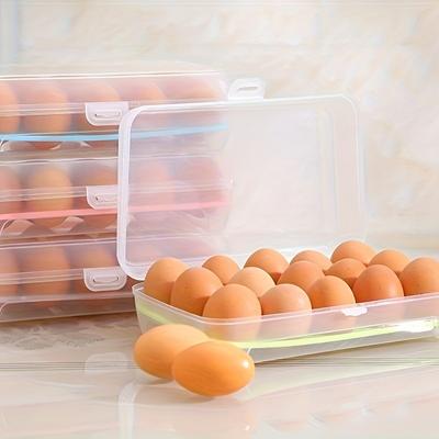 Cucina 15 Scomparti Porta Uova da Frigo Impilabile in Plastica Contenitore Fresco con Coperchio Conservazione Alimenti Domestici Accessori Cucina