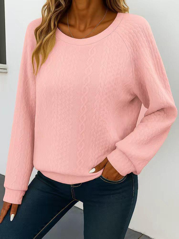 Casual Round Collar Long Sleeve Loose Pullover Mesh Fabric Multi-Colour Womens Sweatshirt Comfortable Fit Trendy Versatile for Spring Autumn