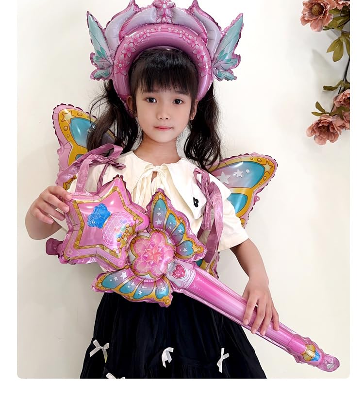 CINECE Kids Princess Transformation 3-Piece Set for Events, Cosplay, and Events, Includes Magic Wand, Butterfly Wings, and Cute Balloons, Perfect for