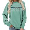 Women's Crew Neck Long Sleeve Loose Fit Sweatshirts Casual Letter Print Pullover Tops