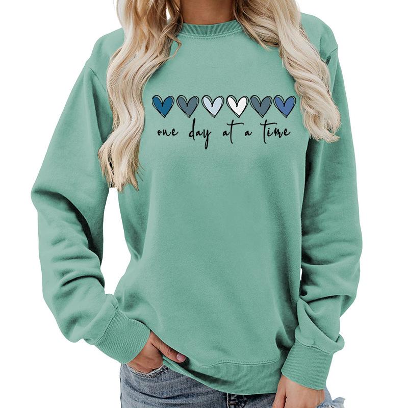 Women's Crew Neck Long Sleeve Loose Fit Sweatshirts Casual Letter Print Pullover Tops