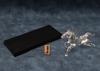 Glass Square Good Fortune Charm: Running Glass Horse (Small) - Symbolizing Vitality, Drive, and Energy To Enhance Success. Transparent with Display St