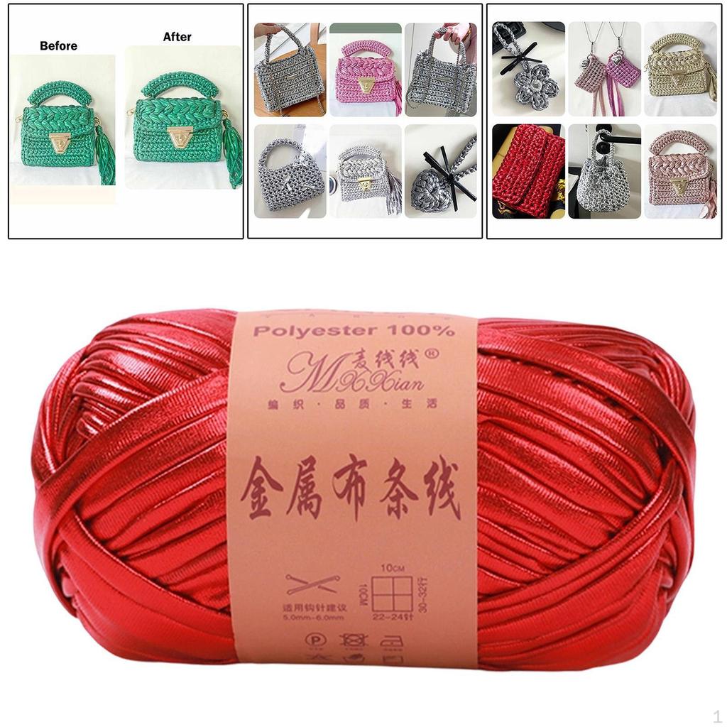 Metallic Shiny Yarn Crochet Bulky T Shirt for Headband Pillow DIY Craft