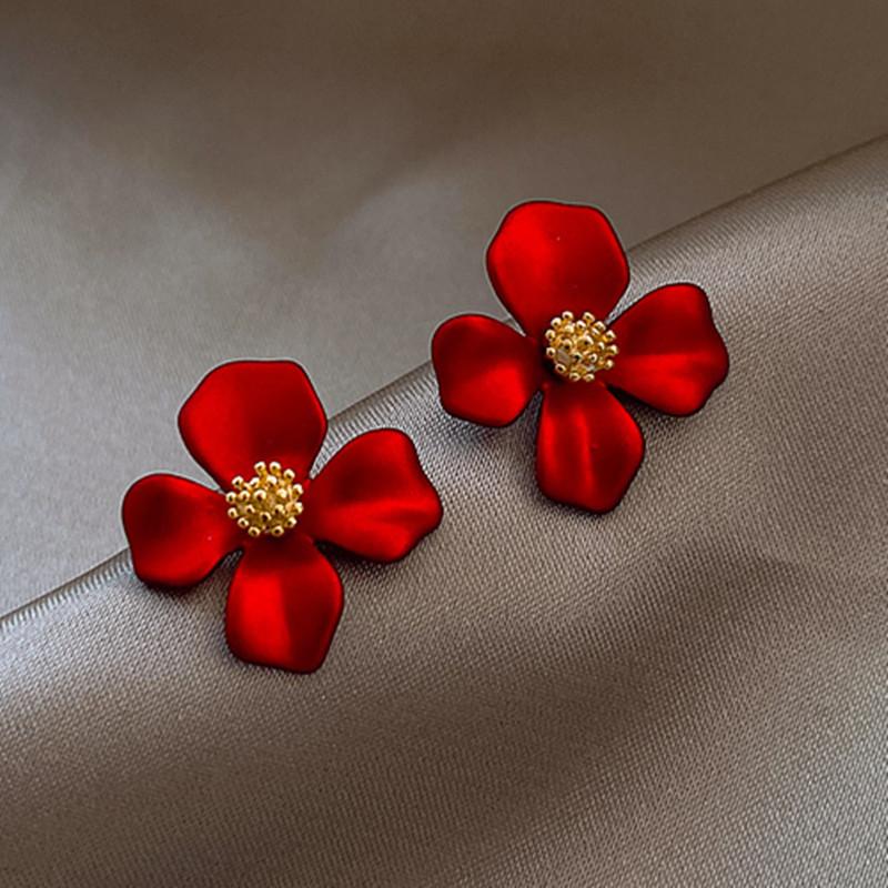 High Quality Elegant Red Drop Glaze Love Heart 925 Silver Needle Ladies Tassel Stud Earrings Jewelry Anti Allergy красный
