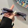 Eyewear Frameless Polarized Sunnies Retro Anti-UV Glasses Catwalk Square Frame Sunglasses  Summer