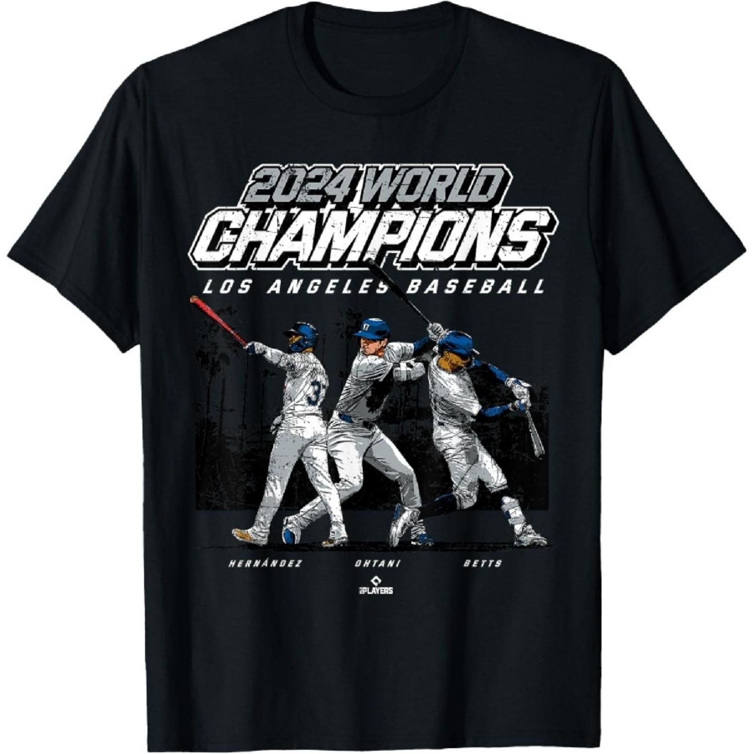 

Футболка 2024 года Los Angeles World Champions Отани, Беттс и Эрнандес S чёрный