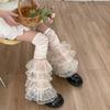 Women Girl Summer Sweet Cool Pile Sock Solid Color Lacy Hem Knee Length Stocking Women Girl OOTDs Wearing for Daily