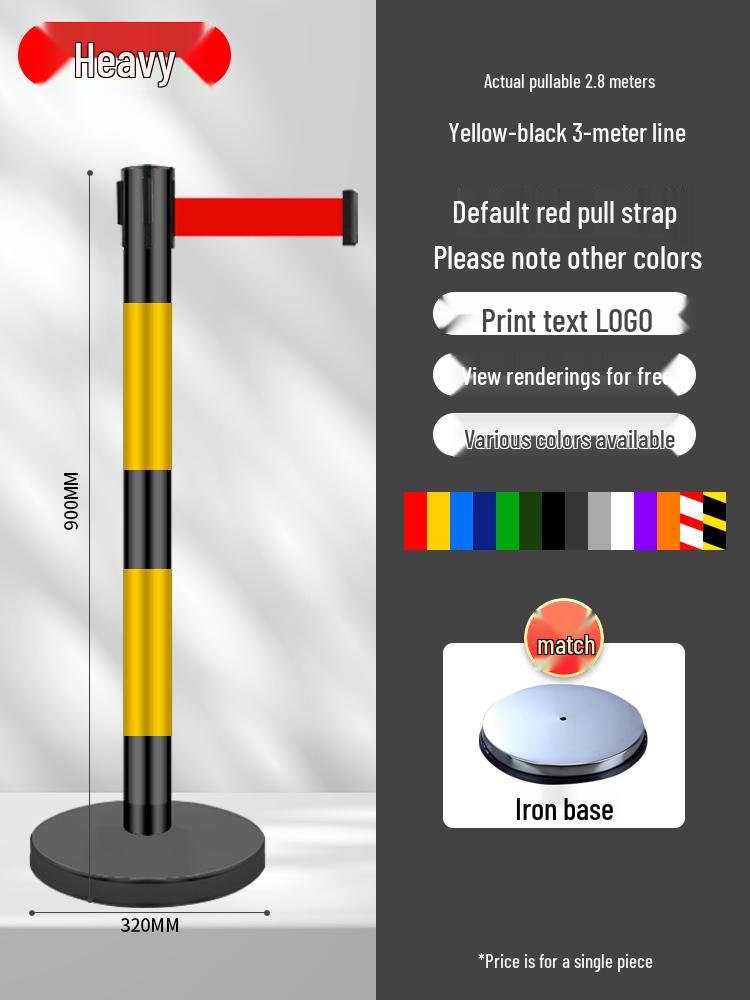 Retractable Queue Barrier Post with Belt
