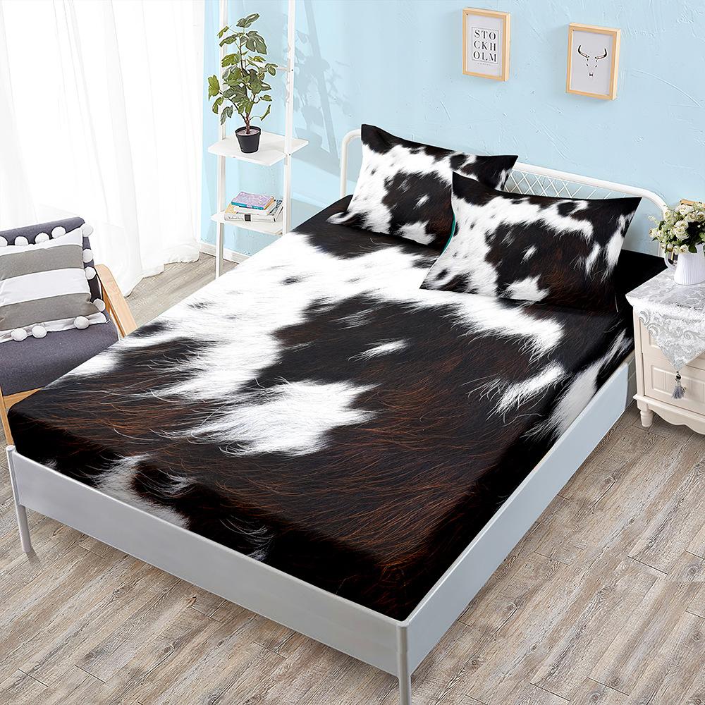 Animal Fur Texture Bed Hat Three-Piece Bed Cover Pillowcase Mattress Protective Cover