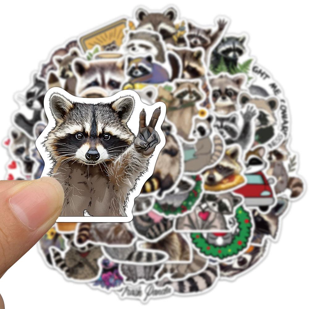 50PCS Cartoon Raccoon Stickers Cute Animal Account Phone Case Laptop Luggage Water Bottle Waterproof Stickers