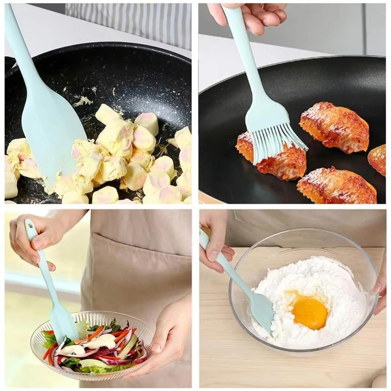 6pcs Food Grade Silicone Spatula Set Cream Mixing Spoon Cake Spatula Heat-Resistant For Cooking Mixing Baking Kitchen Tools