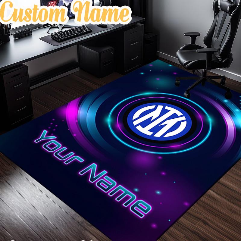 Custom Name Inter Milan Crest Rug, Office Rug, Chair Rug, Carpet for Living Rooms, Doormat Game Rug Home Decor Christmas Gifts
