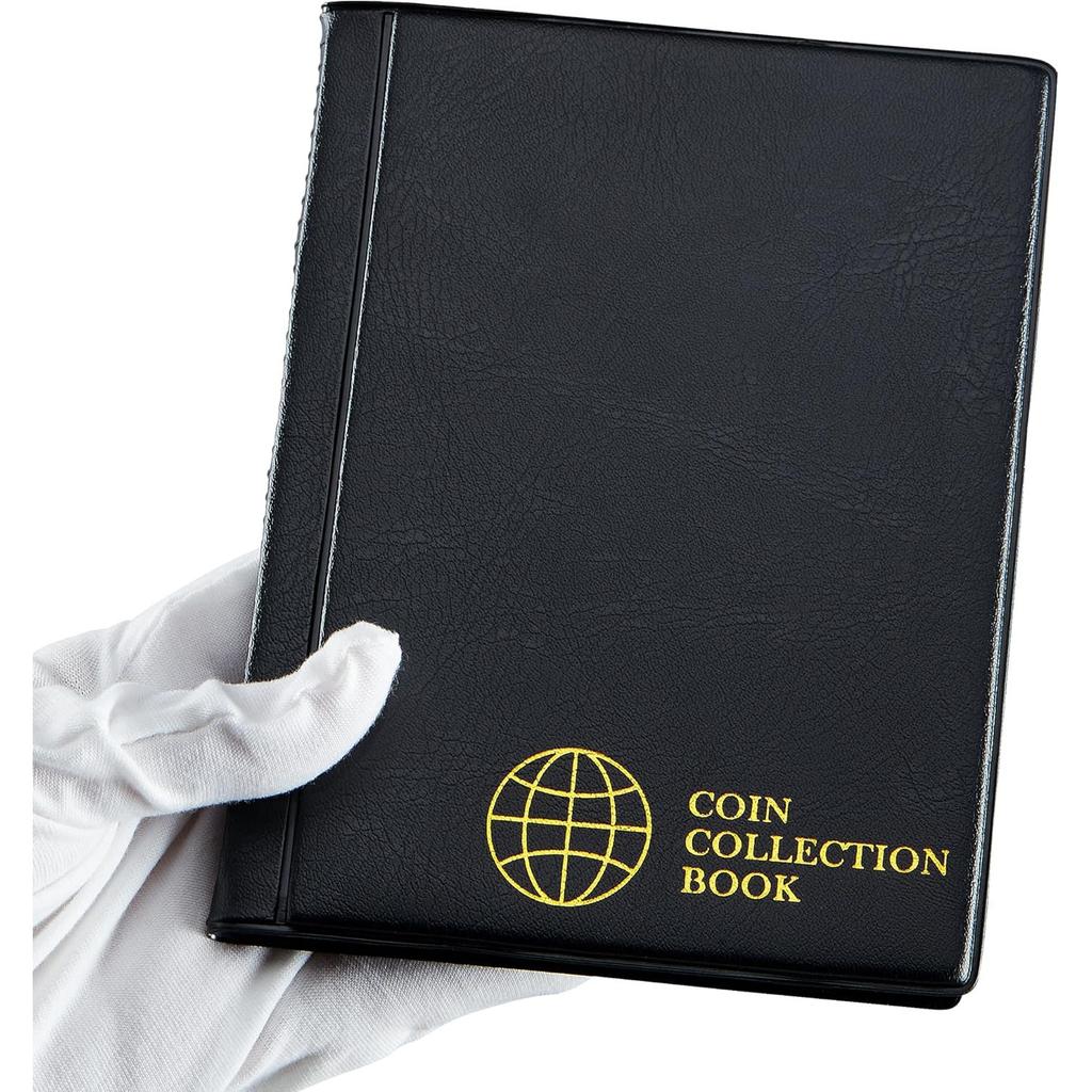 120-Pocket PVC Coin Collection Album with Clear Plastic Pages & Dark Blue Cover - Heavy-Duty Coin Holder Book