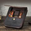 Vintage Crazy Horse Leather 4-Cigar Case with Magnetic Closure