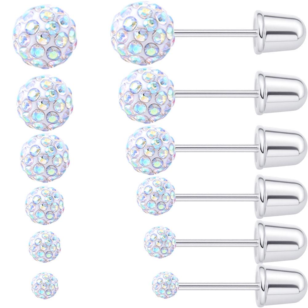 European Fashion Titanium Steel Diamond Ball Cartilage Earrings