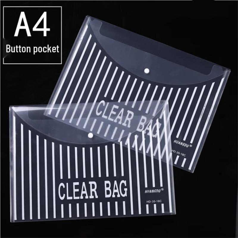 USAN HOME Transparent A4 Button File Bags