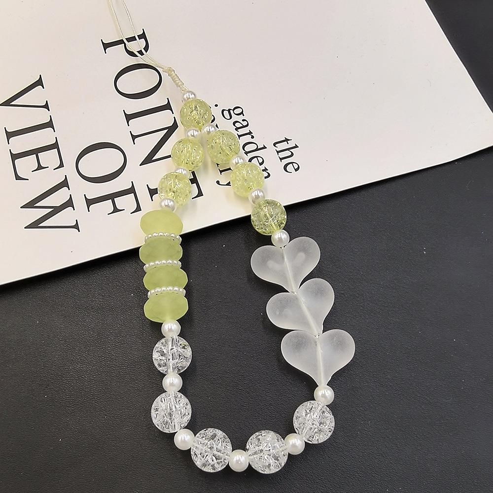 New For Mobile Phone Chain Hand Frosted Heart Shaped Beaded Bracelet High End And Versatile Camera Lanyard Chain Keychain Bag