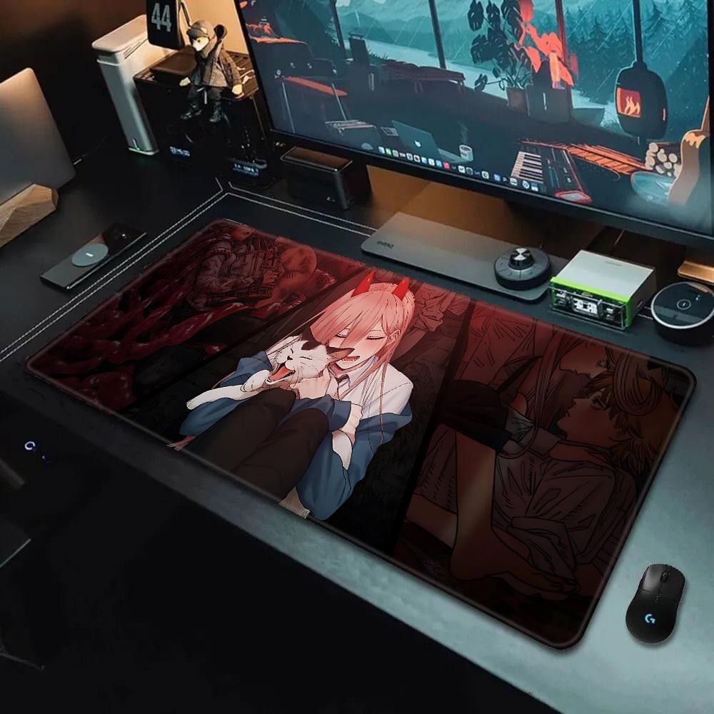 Anime Chainsaw Man Mauspade HD-Druck Computer-Gamer Verriegelungskante Rutschfestes Mauspade XXLxcm Tastatur PC Schreibtischunterlage