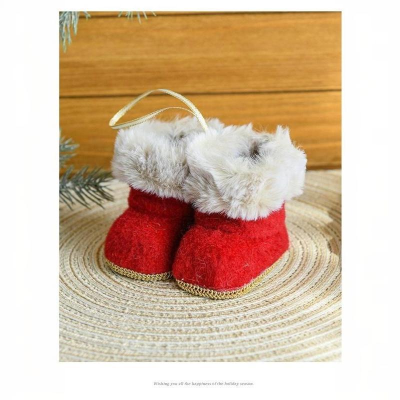 New Christmas Creative Small Ornament Red Fabric Christmas Boot Decoration Christmas Tree Ornament