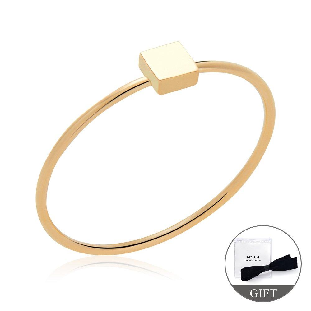 [Molun] 14K/18K Cube Square Coin Tension Ring Mor40270