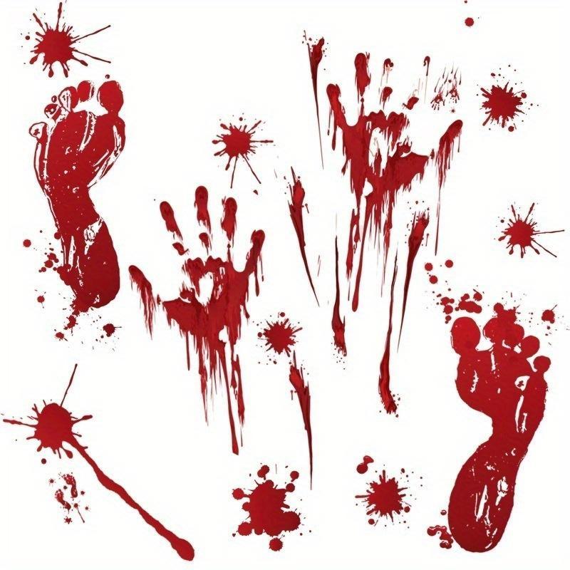 Gyser Halloween Dekoration Vægklistermærker Blodig Fingeraftryk Blodig Håndaftryk Fod 3D Tapet Vandtæt Gulv Dør Dekoration