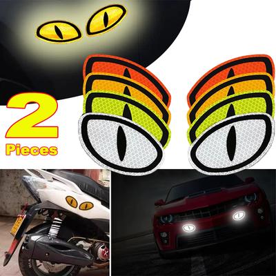 2x Car Reflective Safety Warning Tape Car Reflective Sticker Motorcycle Scooter Night Driving Safety Decal Anime Style Reflector