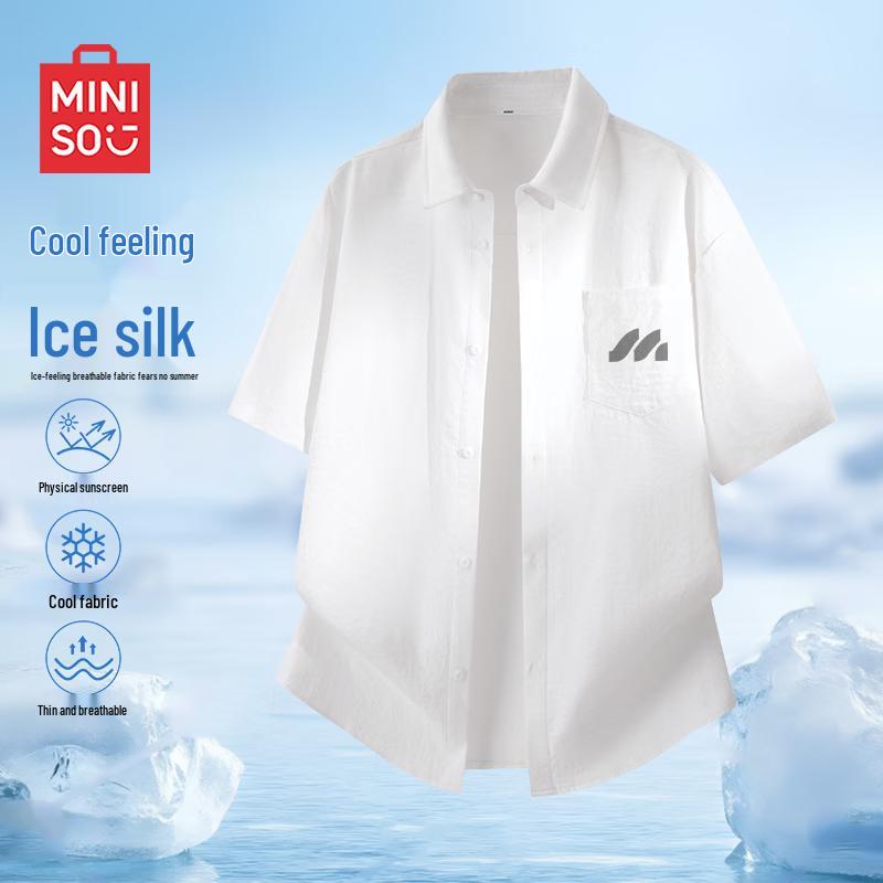 MINISO Men s Ice Silk Breathable Short Sleeve Casual Shirt 2XL