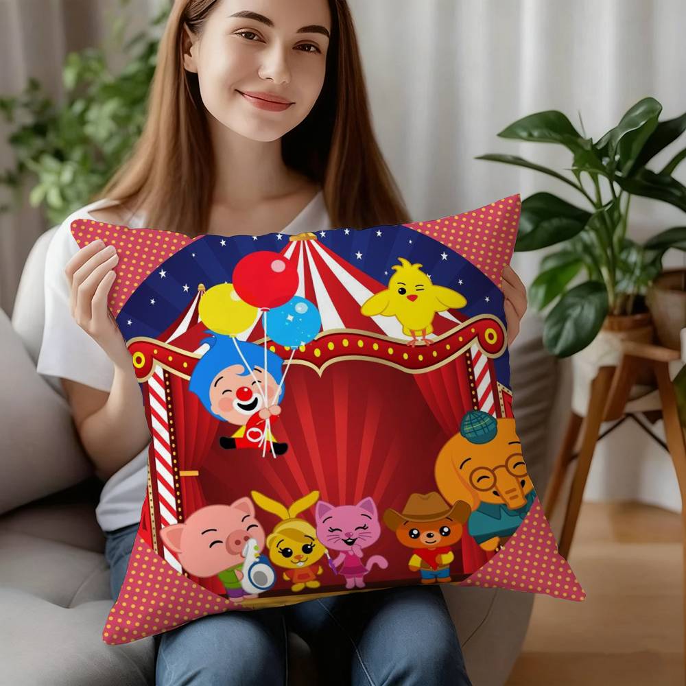 Urocza Poszewka na Poduszkę Plim Plim Krótki Plusz Sofa Dekoracyjna Prezent Dom Dwustronny Nadruk Poduszka