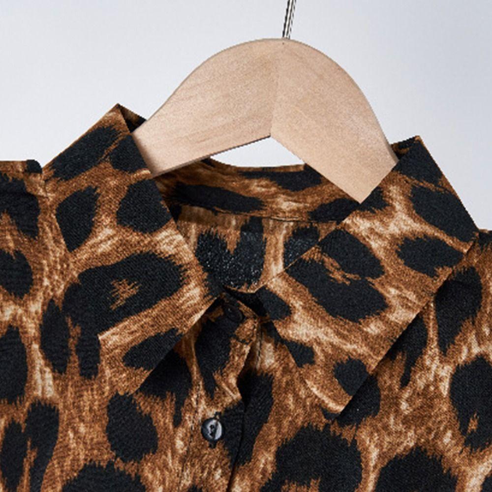 Leopardenmuster Falscher Kragen Elegant Leicht Abnehmbarer Kragen Plissiertes Design Dekorative Falscher Hemdkragen Damenmode