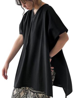 Antiqua Women's Growing Linen V-Neck Poncho Vest (AYA-00039), One Size 05, Black