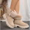 European and American Foreign Trade Large Size Short Tube Velvet Snow Boots Women's Cross-border Hairy Mouth Side Zipper Warm Cotton Shoes