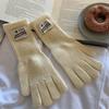 Warm Lining Full Finger Knitted Gloves One Size Faux Cashmere Gloves  For Students