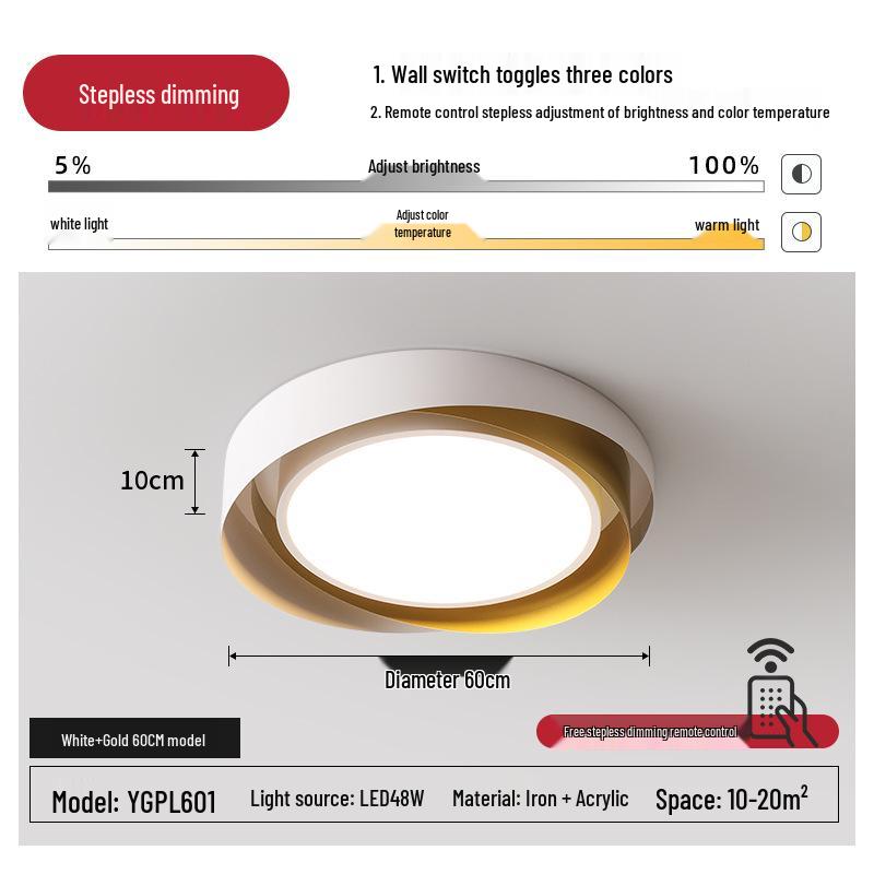 Modern Nordic LED Ceiling Light - Minimalist Round Design for Master Bedroom