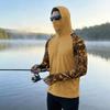 Men's Outdoor Casual Hooded Long Sleeve Sun Protection Shirt Lightweight Breathable Quick Dry Camouflage Print Top for Hiking Fishing