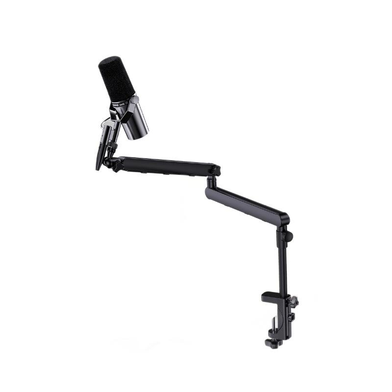 Professional Desktop Boom Arm Mic Stand with Condenser Mic Clip and Phone Holder