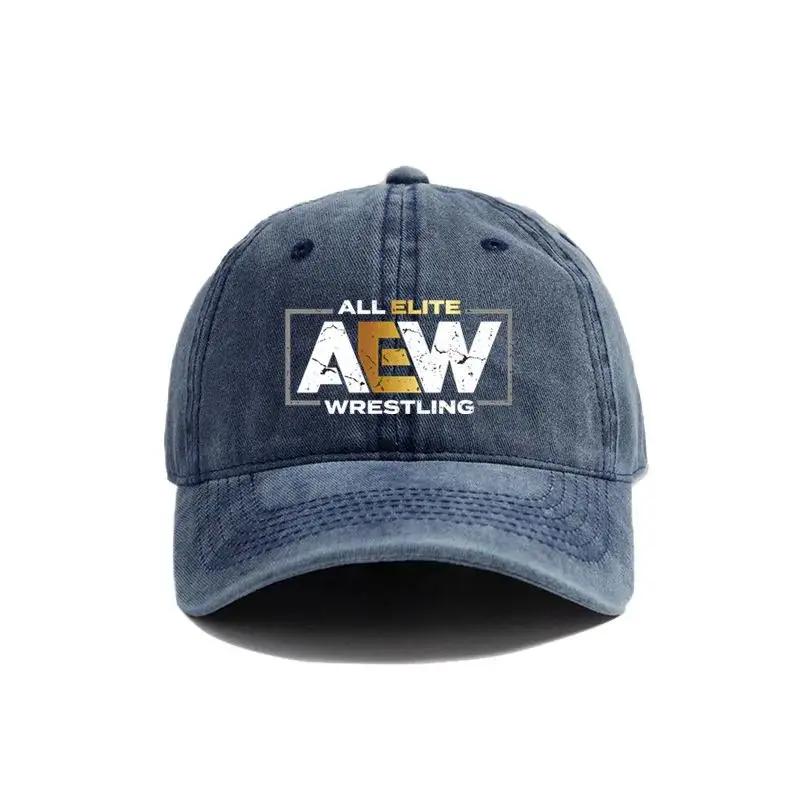 

All Elite AEW Wrestling Кепка бейсболка AEW Літня потерта кепка тата Чоловіча вулична регульована бавовняна кепка Вуличний захист від сонця Adjustable темно-синього кольору