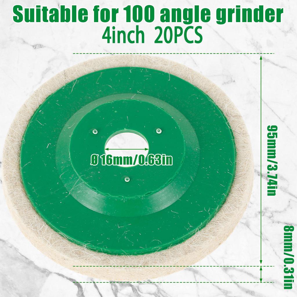 20PCS Wool Polishing Wheel 4/5inch Polishing Pad Angle Grinder Wheel Wool Felt Polishing Pad Disk Car Care Marble Polishing