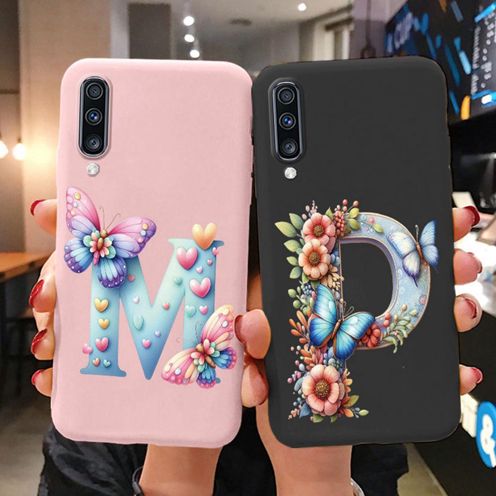 Colorful Letter Love Flower Butterfly Phone Case For Samsung Galaxy A50 A50S A06 A10 A11 A07 Girls Shell Shockproof Bumper Cover