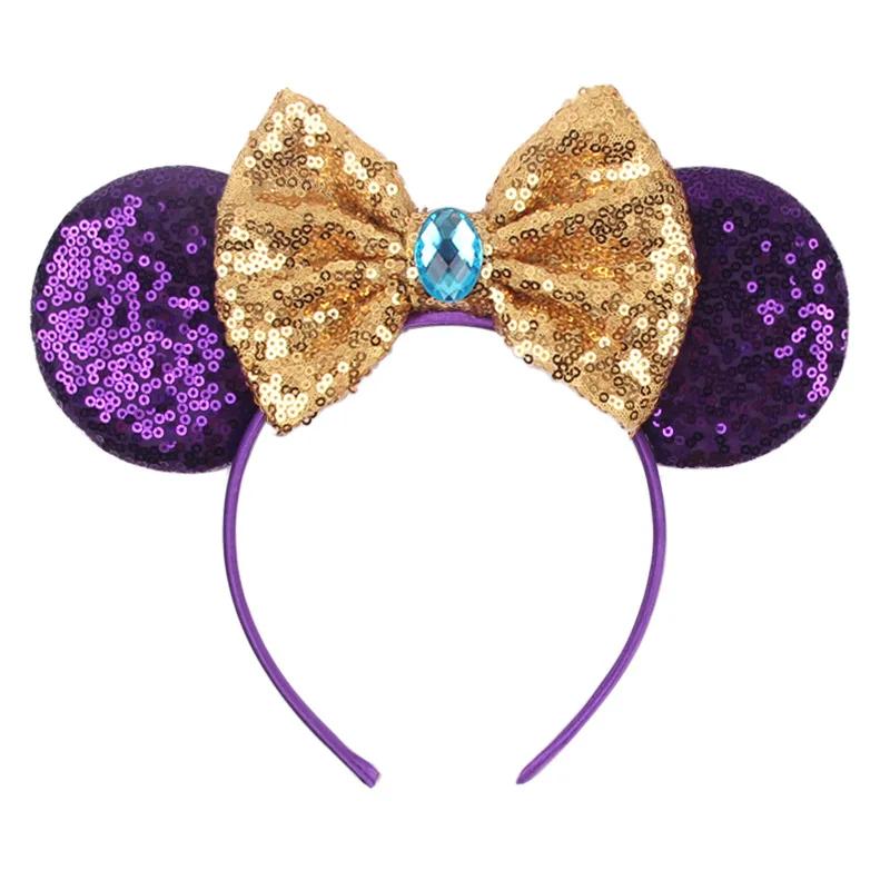 9.5 CM New Cute Glitter Crown Hairband Sequins Bows Mouse Ears Headband Kids Festival Party Cosplay Headband