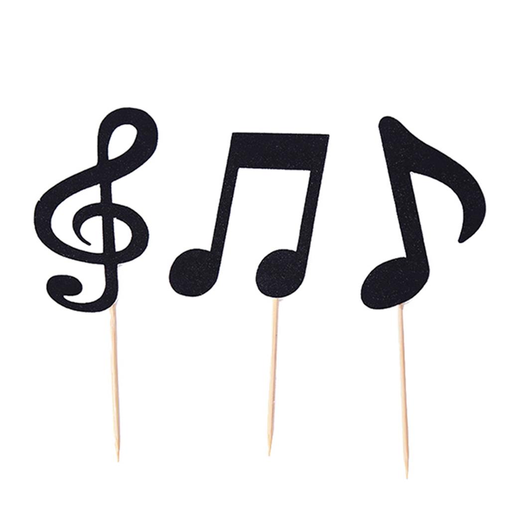 A84E-60 Pcs Music Notes Themed Cupcake Topper Paper Cake Inserts Card Wedding Cake Topper Decoration