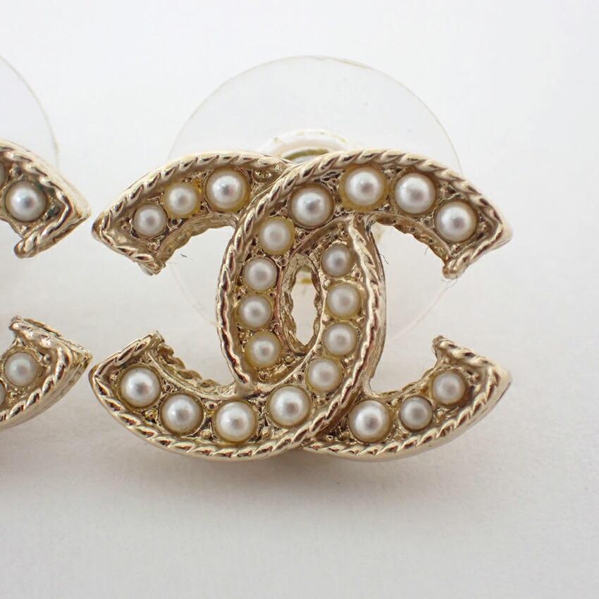 [Pre-owned] CHANEL Coco Mark Faux Pearl Earrings/j55-49
