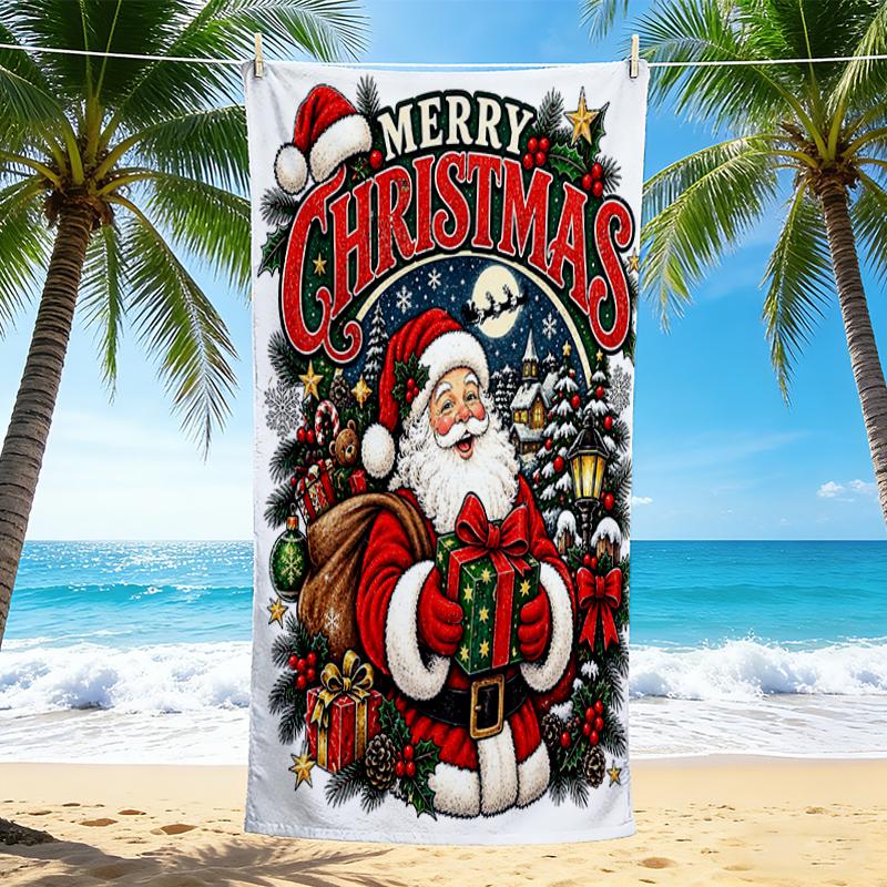 1Pc Christmas Santa Claus Gifts Beach Towel Quick Dry Multiuse For Beach Pool Gym Yoga Home Travel Christmas Halloween Xmas Gift S1119