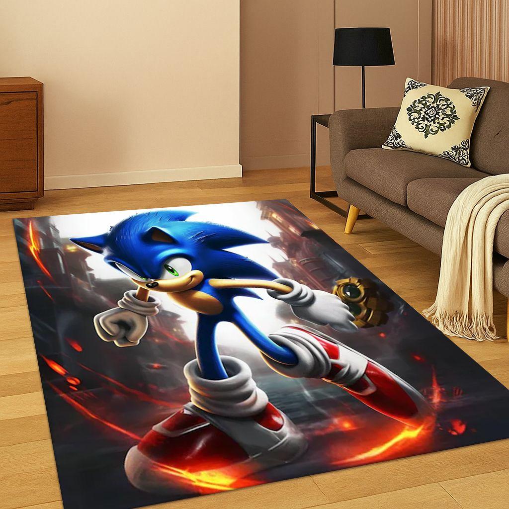Klasyczny dywanik S-Sonic Game Kreskówkowy Jeż do Sypialni Salonu Kanapy Wystroju Domu, Dywanik dla Dzieci Mata Podłogowa Antypoślizgowa Prezent